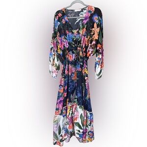 Johnny Was Neon Jungle Mix Tiered Dress